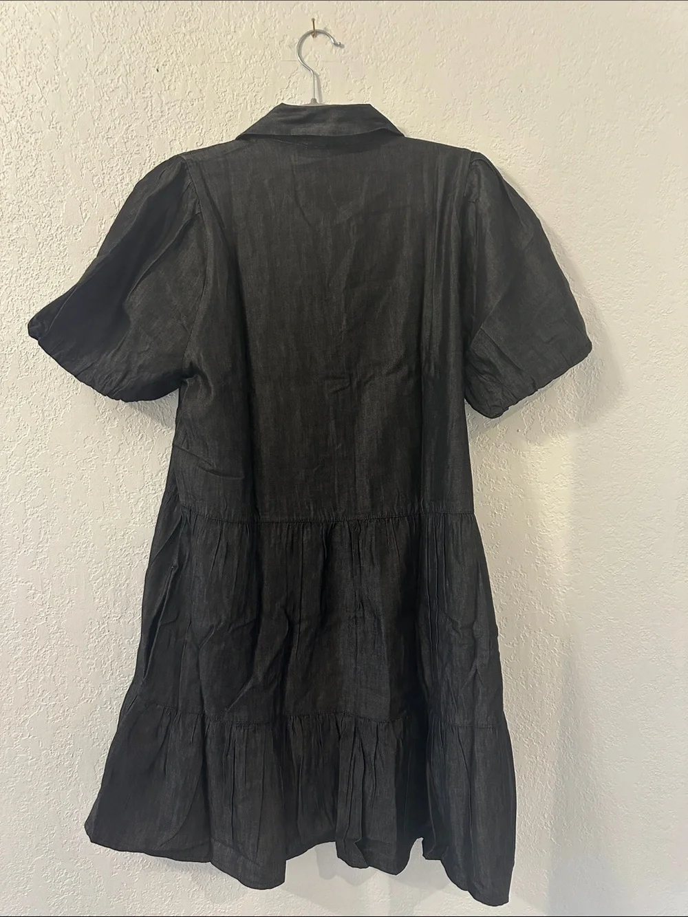Elan Shimmery Charcoal Button-Up Shift Dress - Picture 5 of 5